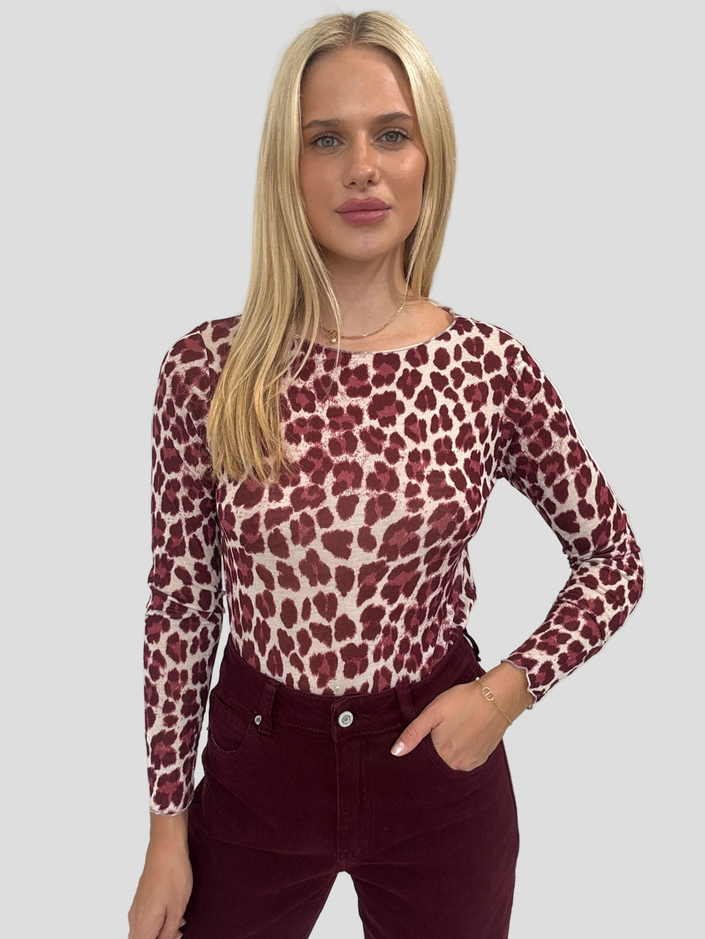 "Como Leo" kuscheliges Cashmere Longshirt - bordeaux