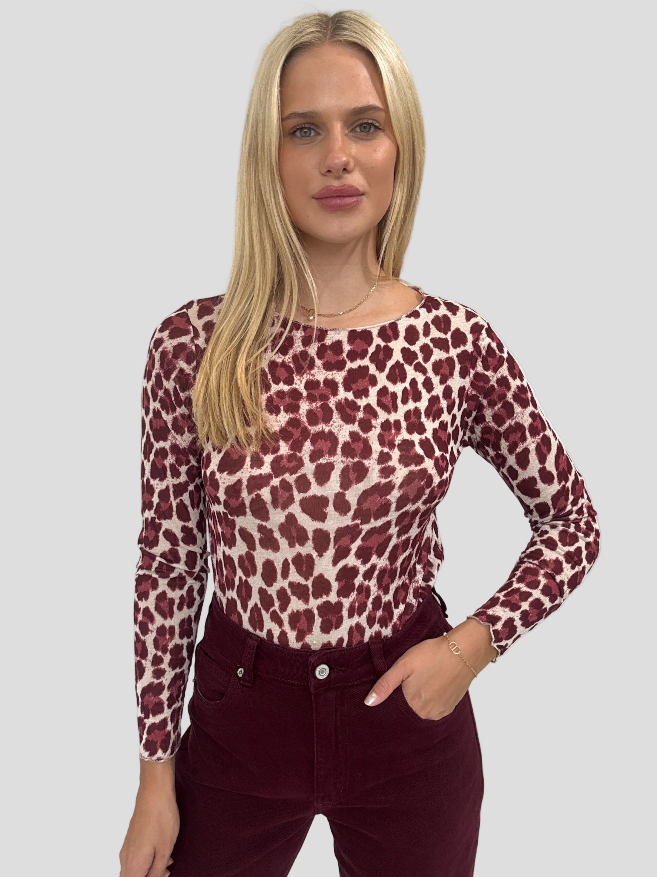 "Como Leo" kuscheliges Cashmere Longshirt - bordeaux