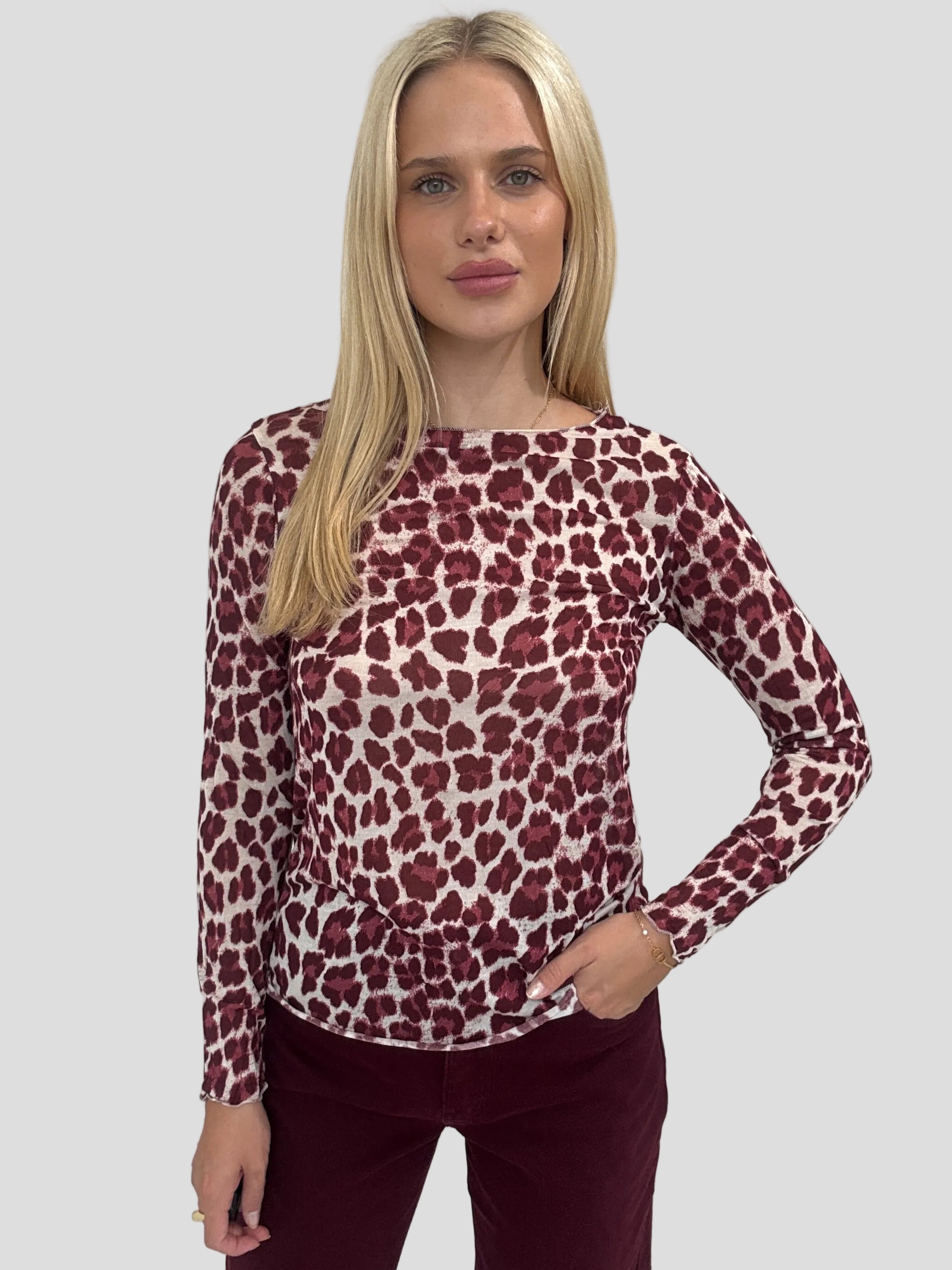 "Como Leo" kuscheliges Cashmere Longshirt - bordeaux