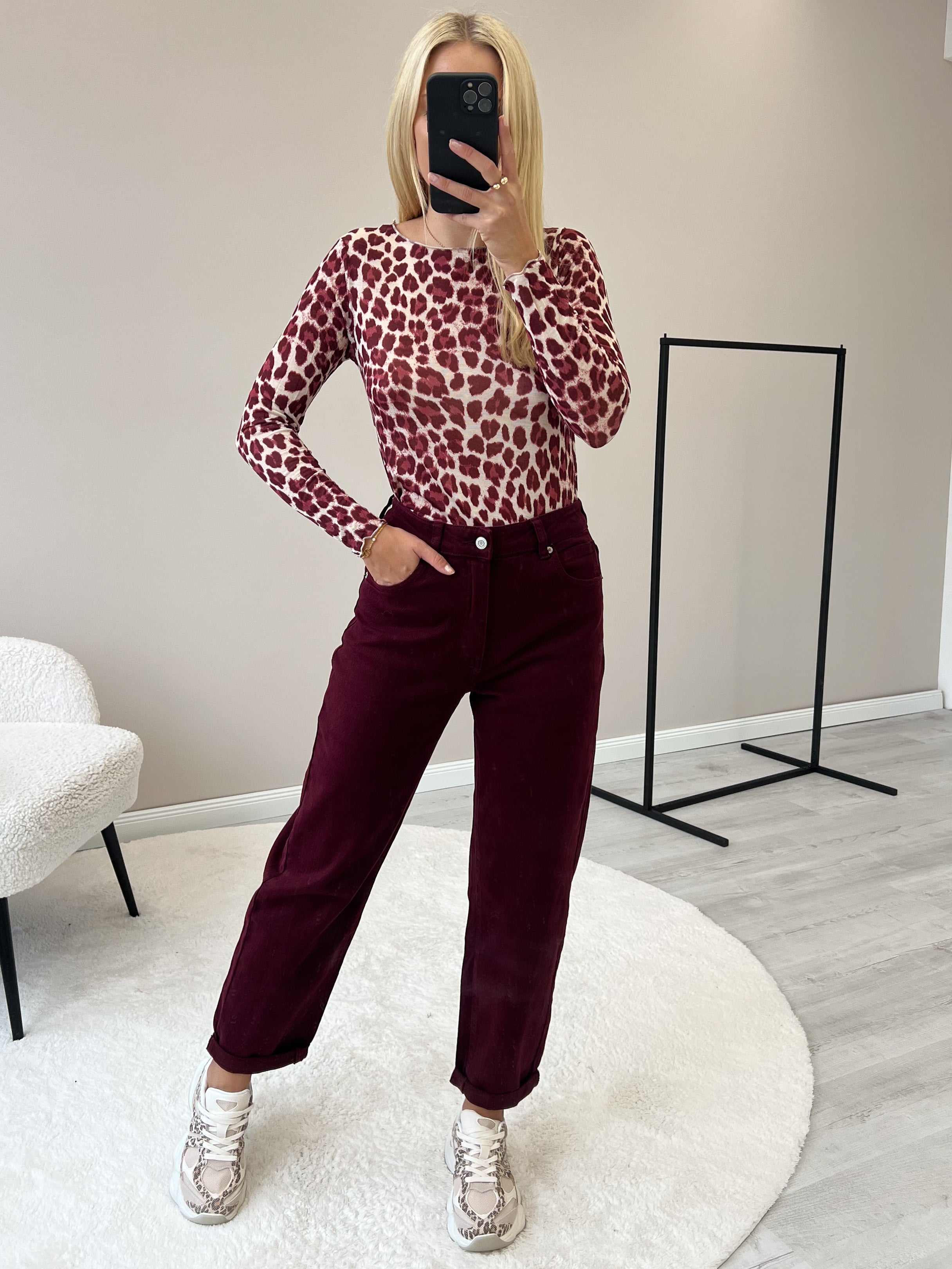 "Como Leo" kuscheliges Cashmere Longshirt - bordeaux