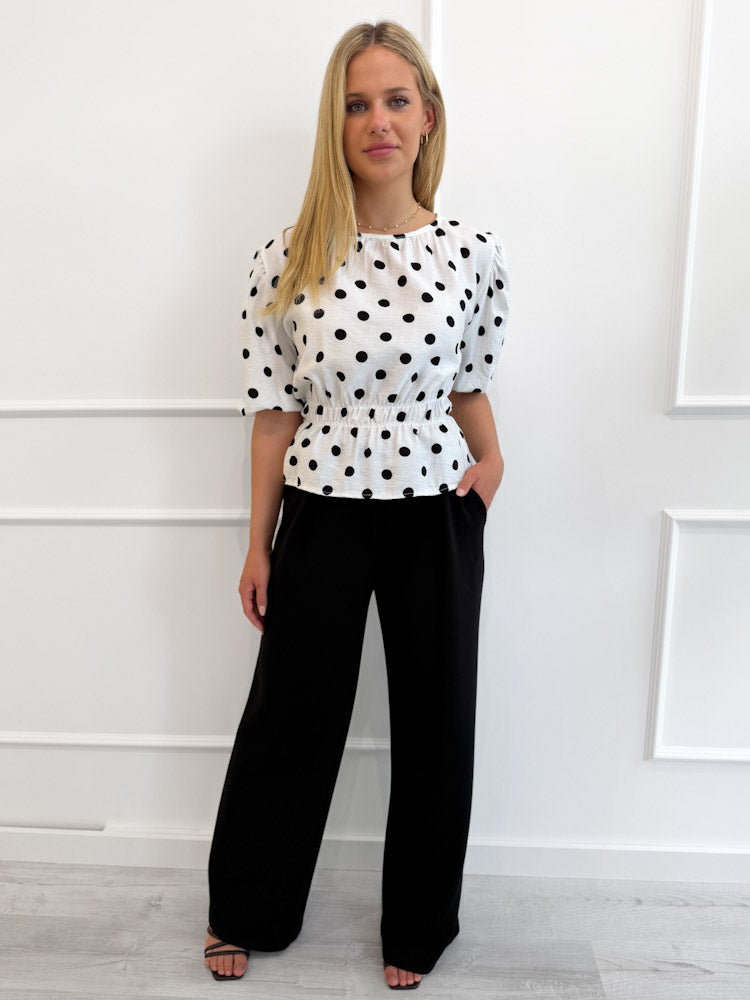 "Dot Darling" süße Bluse aus Viscose - weiß/ schwarz