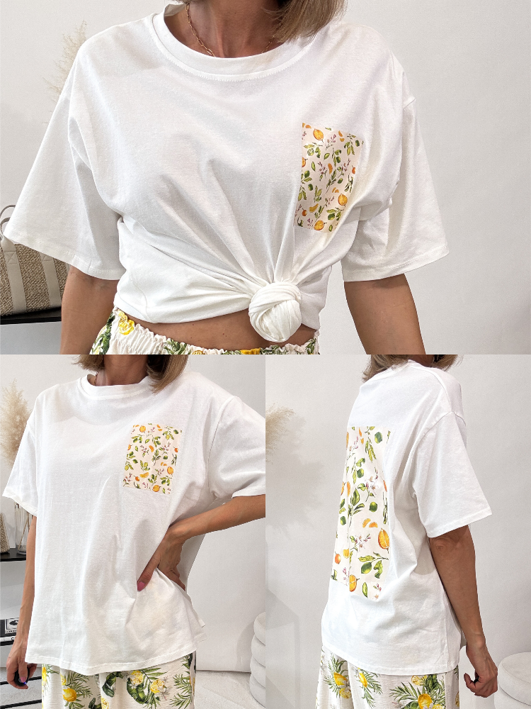 "Lemon" Shirt mit Statement - weiß