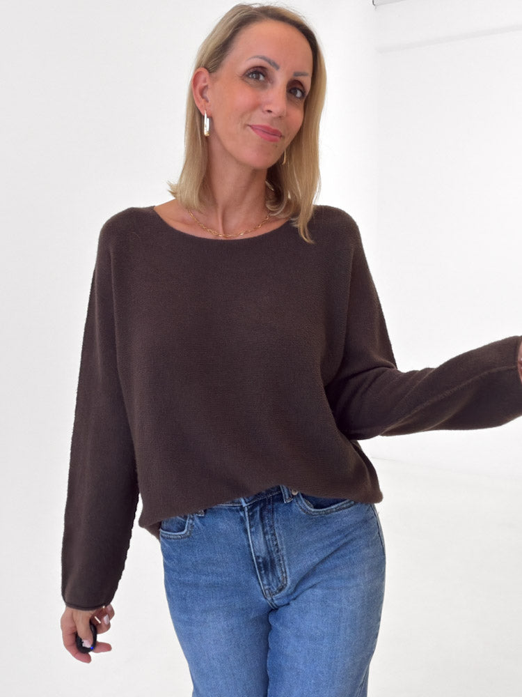 "Vicenza" weicher Pullover mit Viscose - chocobraun