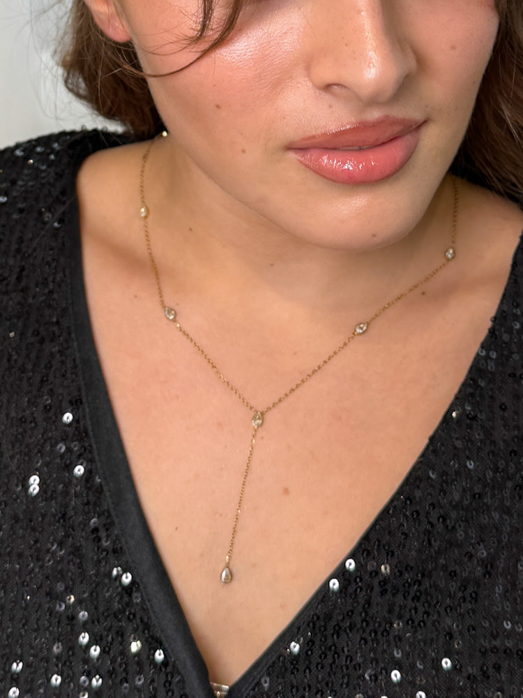 "Timeless Chain" feine Kette mit Glitzertropfen - gold
