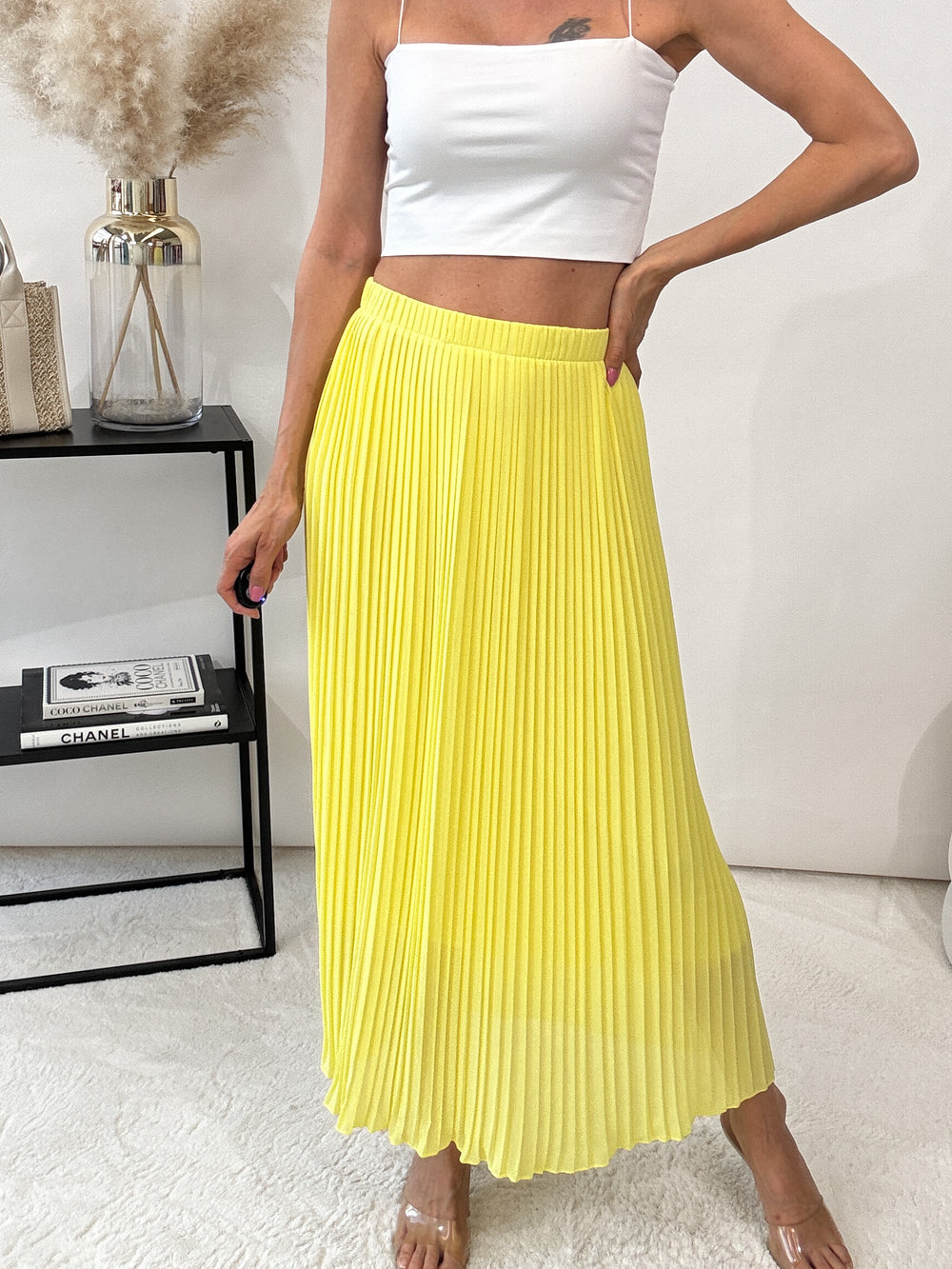 "Skirt" stylischer Plissee Rock - sonnengelb