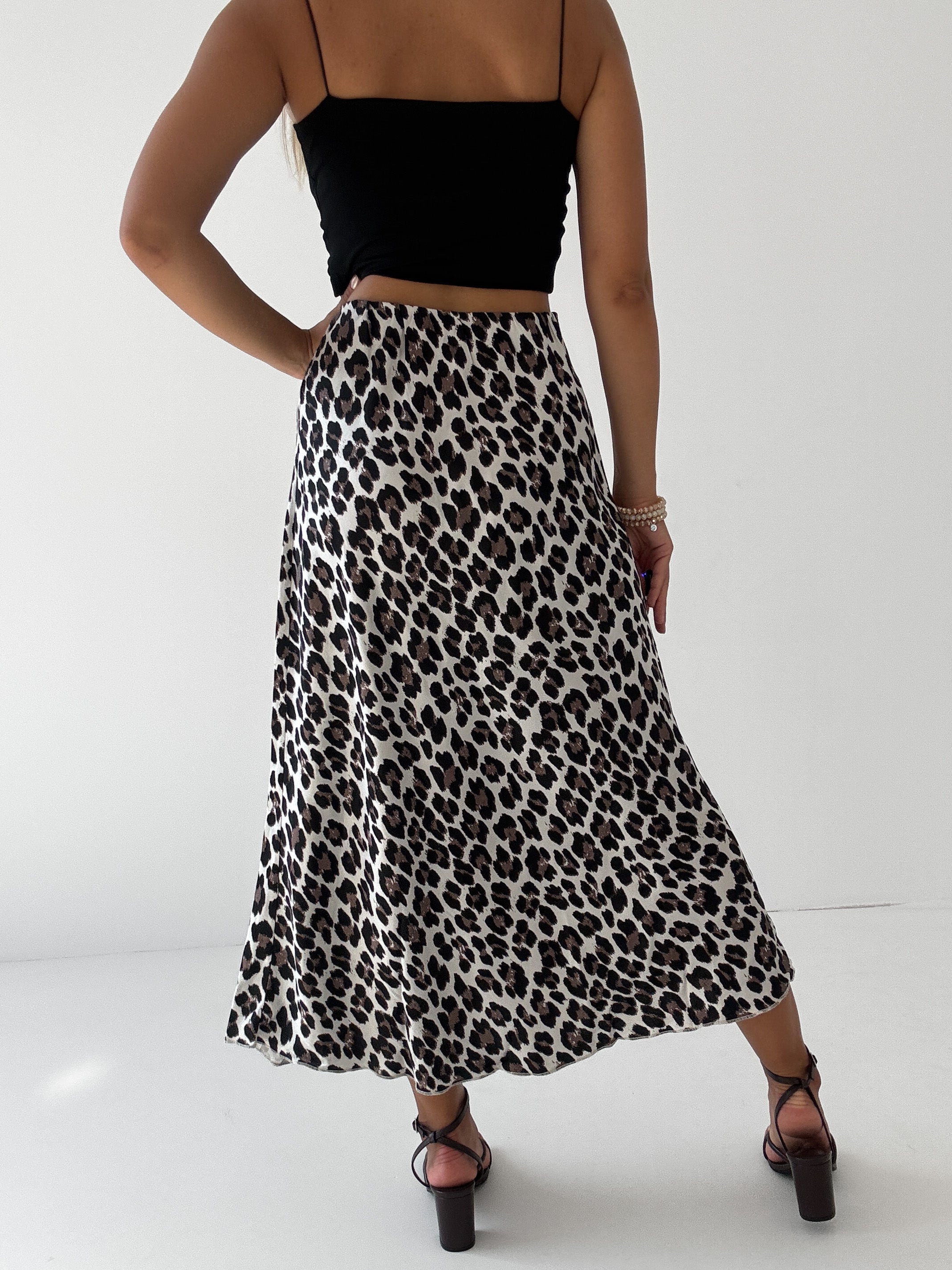 "Silky Leo Maxi" Rock aus Viskose - schwarz/weiß