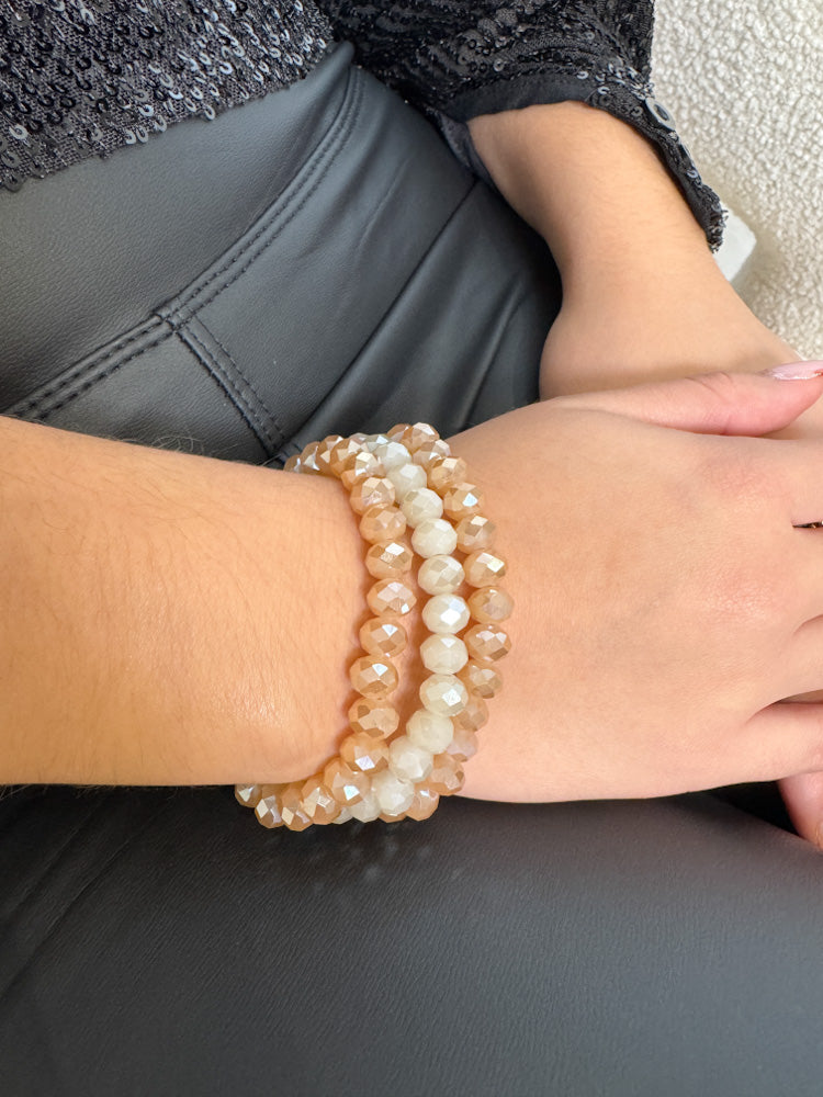 "Timeless Cristallo"- Kristall-Armbänder - karamell/creme