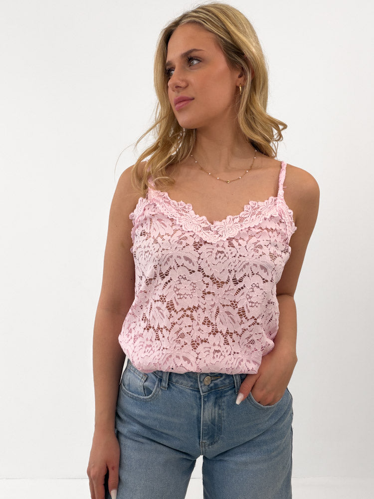 "New Lace" zartes Top aus Spitze - hellrosa