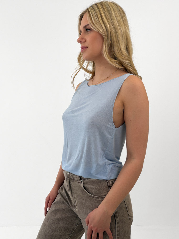 "Fano" weiches Top aus Seide - sky blue