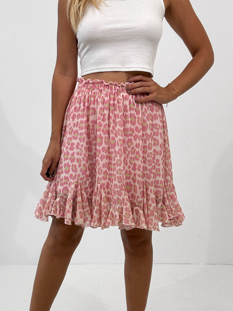 "Bella Leo" Rock aus Viskose - rosa/creme