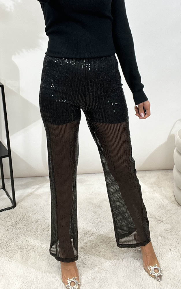 Sequin Pants - Hose mit Pailetten in schwarz