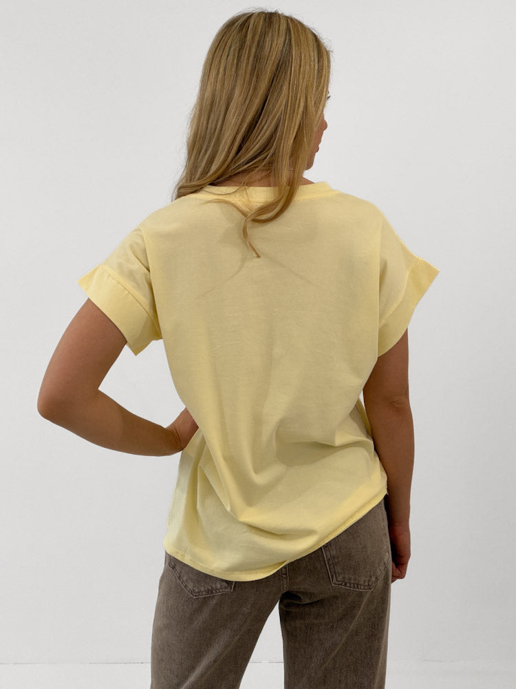 "Ciao 2.0" stylisches Shirt mit Statement - hellgelb