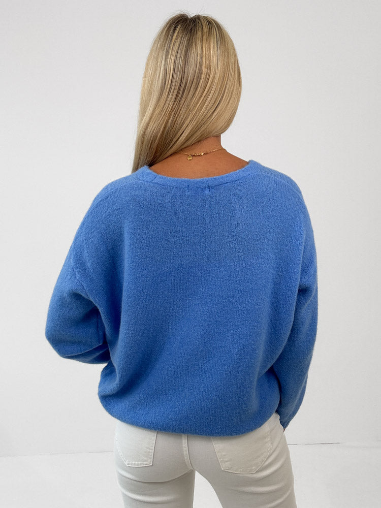 "Orlando V" kuscheliger Cardigan - blau