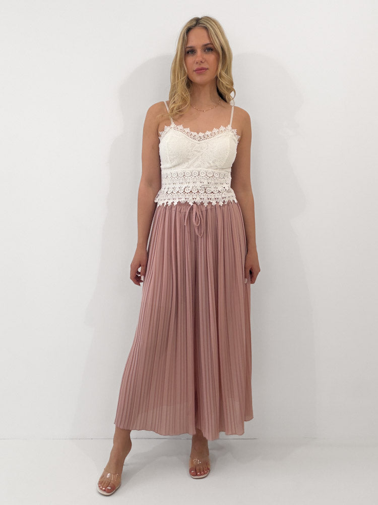 Plissee Culotte Hose - rosa