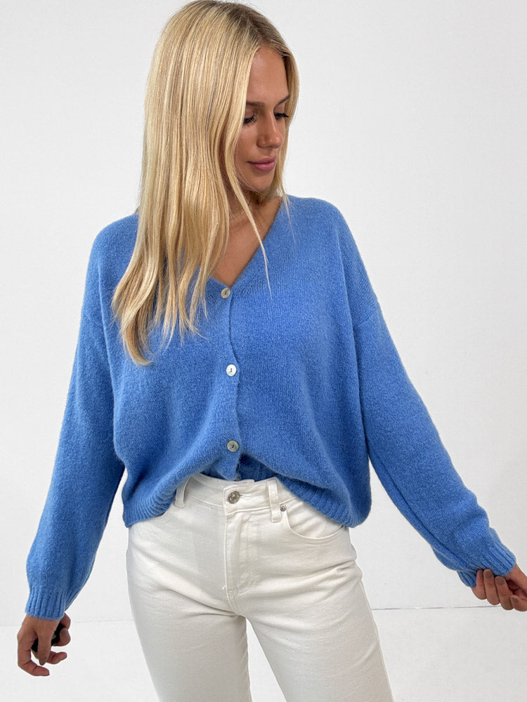 "Orlando V" kuscheliger Cardigan - blau