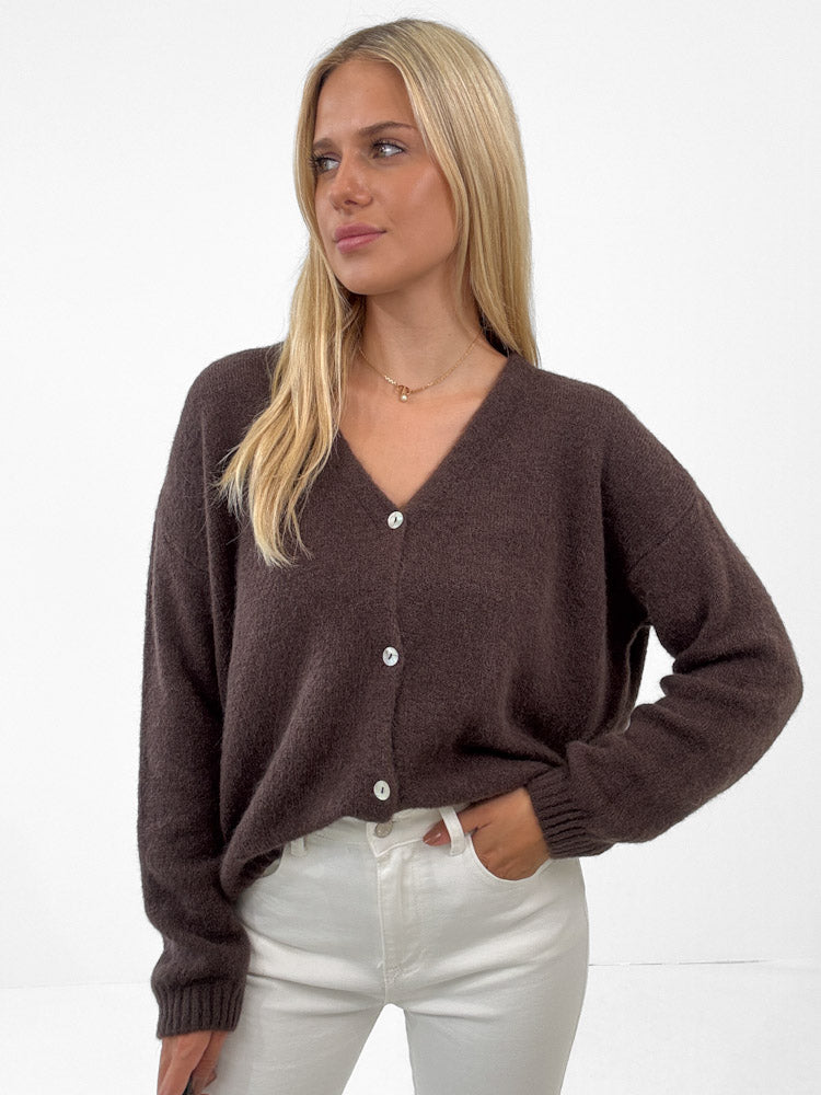 "Orlando V" kuscheliger Cardigan - braun
