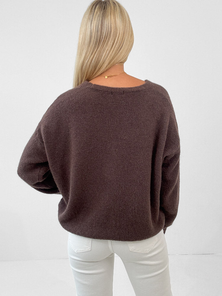 "Orlando V" kuscheliger Cardigan - braun