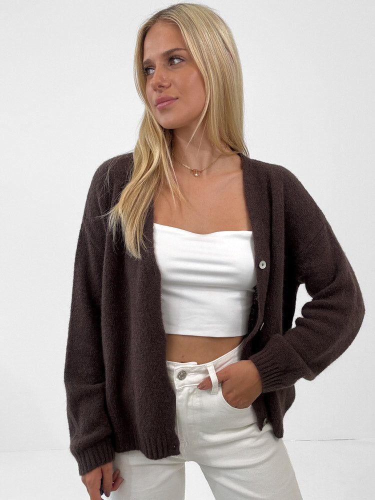 "Orlando V" kuscheliger Cardigan - braun