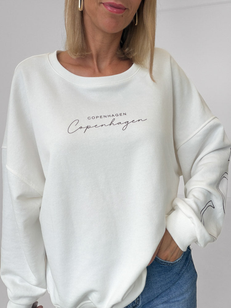 "Copenhagen" schönes Sweatshirt aus Baumwolle - weiß