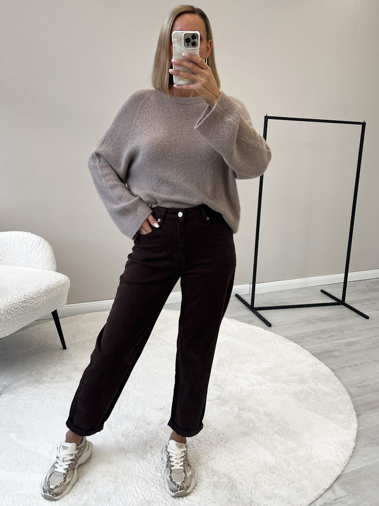 "Lana" kuscheliger Pullover aus Alpaka & Lana Wolle - mocca