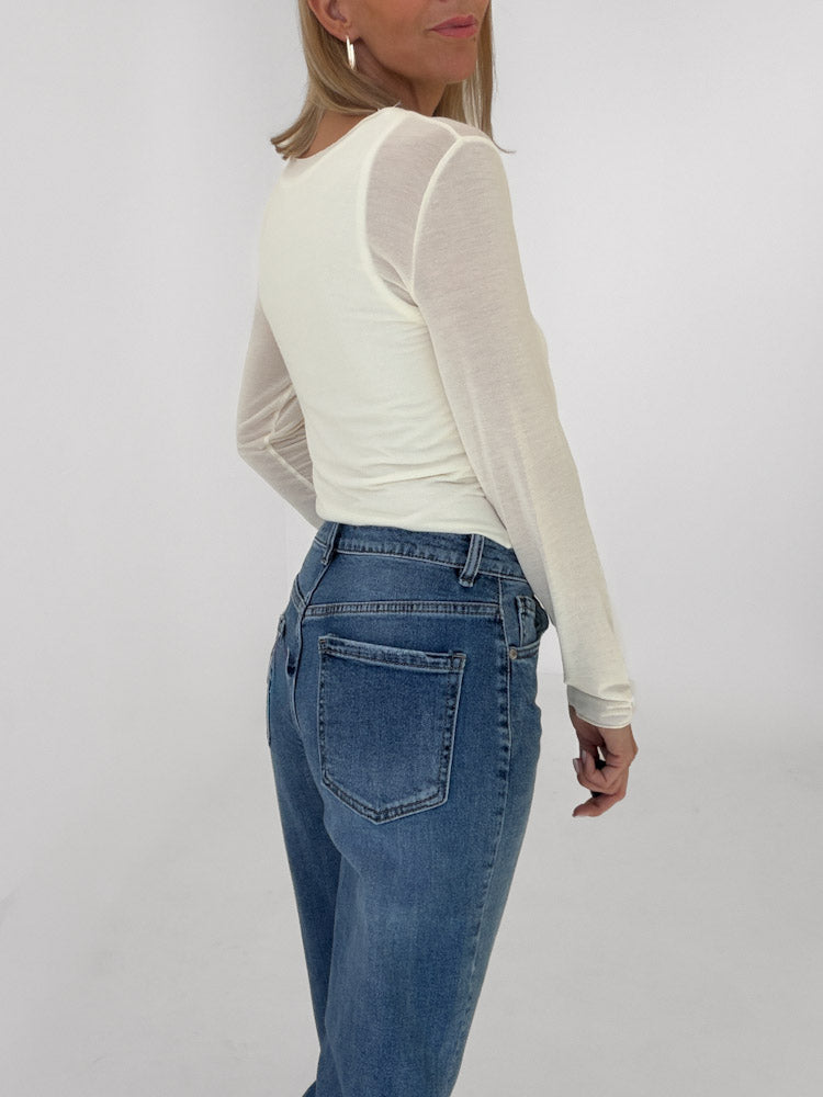 "Como" kuscheliges Cashmere Longshirt - creme