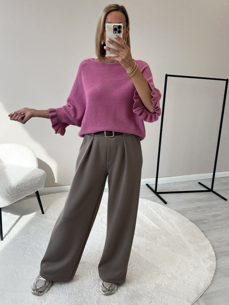 "Vicenza Volant" weicher Pullover mit Viscose - beere