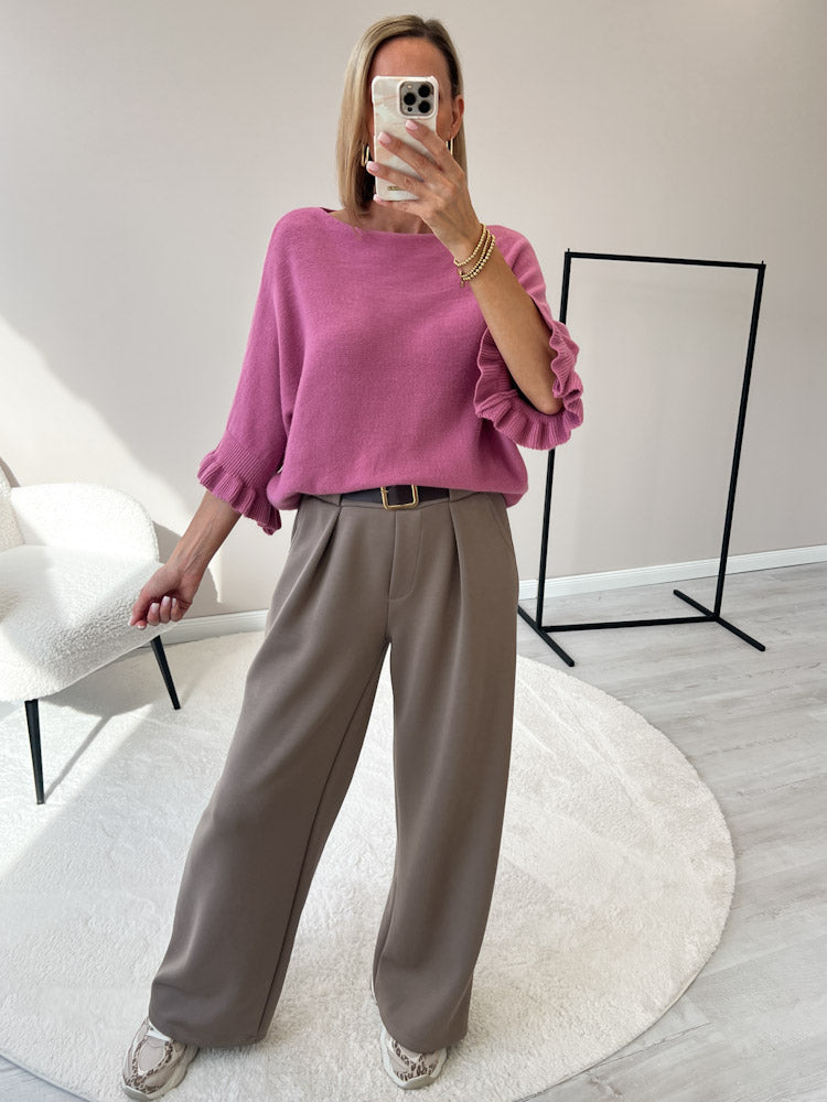 "Vicenza Volant" weicher Pullover mit Viscose - beere