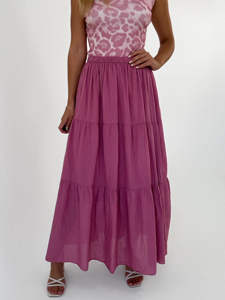 "Lune Skirt" langer Rock aus Baumwolle - beere