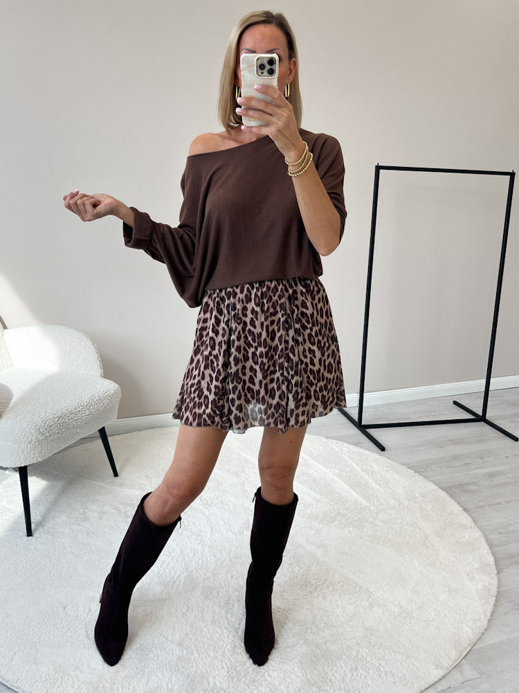 "Bella Leo 2.0" Rock aus Viskose - beige/braun