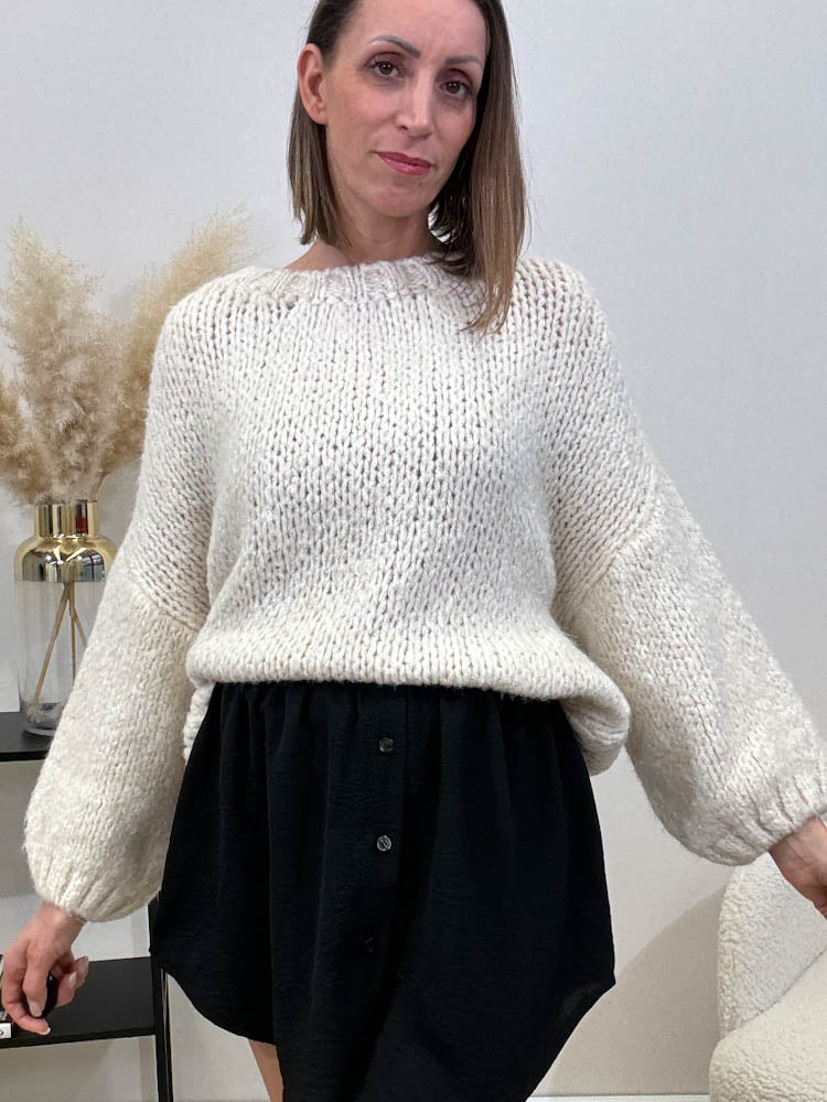 "Spring is coming" kuscheliger Knit Pulli - creme