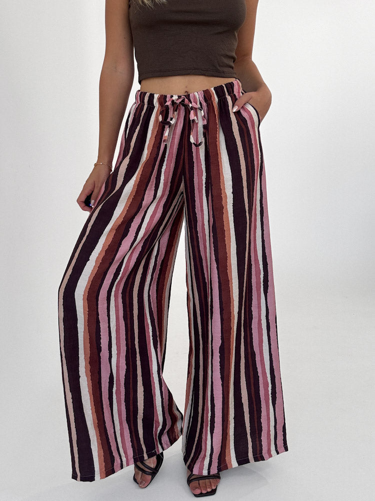 "Milano Stripes" weiche Hose aus Viscose - rosa/braun