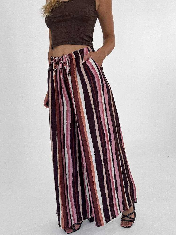"Milano Stripes" weiche Hose aus Viscose - rosa/braun