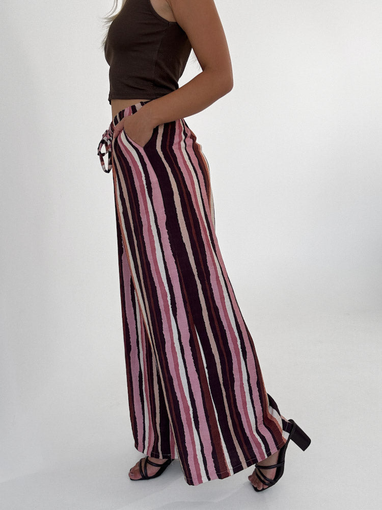 "Milano Stripes" weiche Hose aus Viscose - rosa/braun