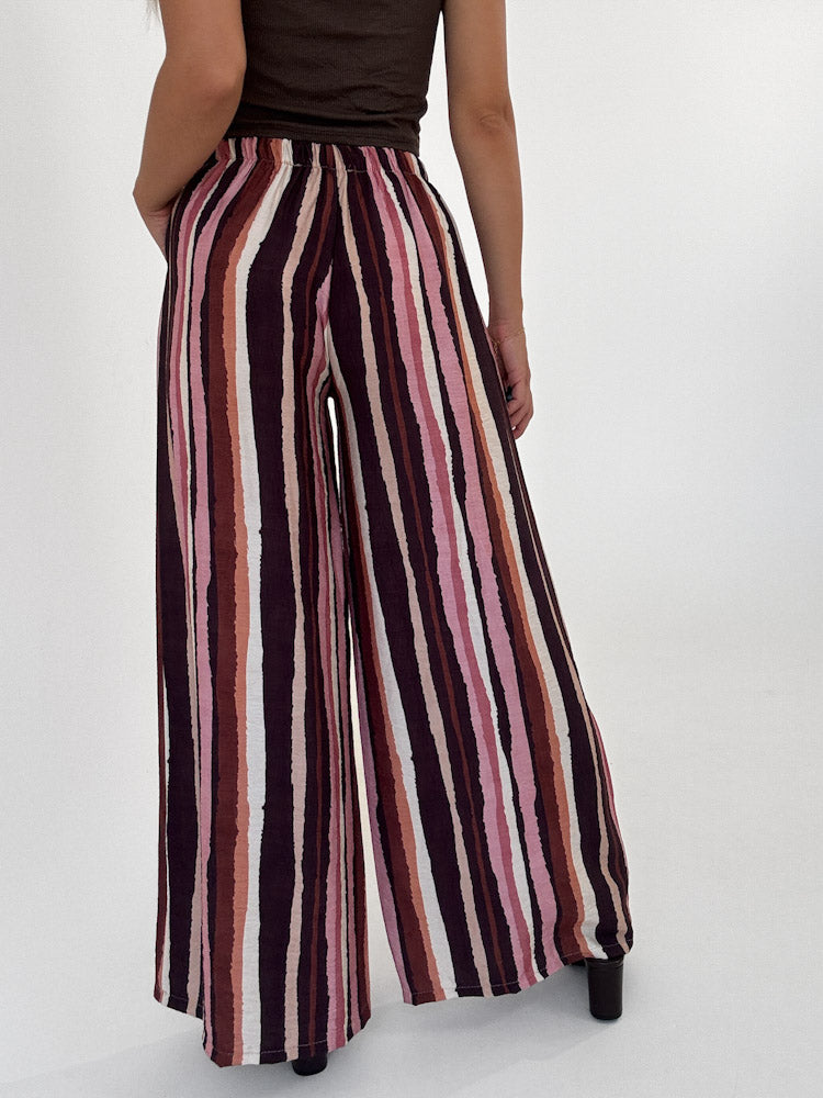 "Milano Stripes" weiche Hose aus Viscose - rosa/braun