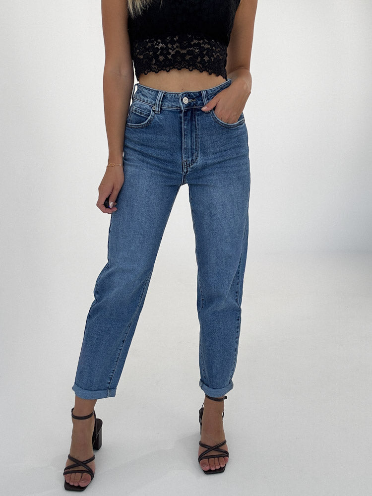 "Almera" Old Mom Fit Jeans - blau
