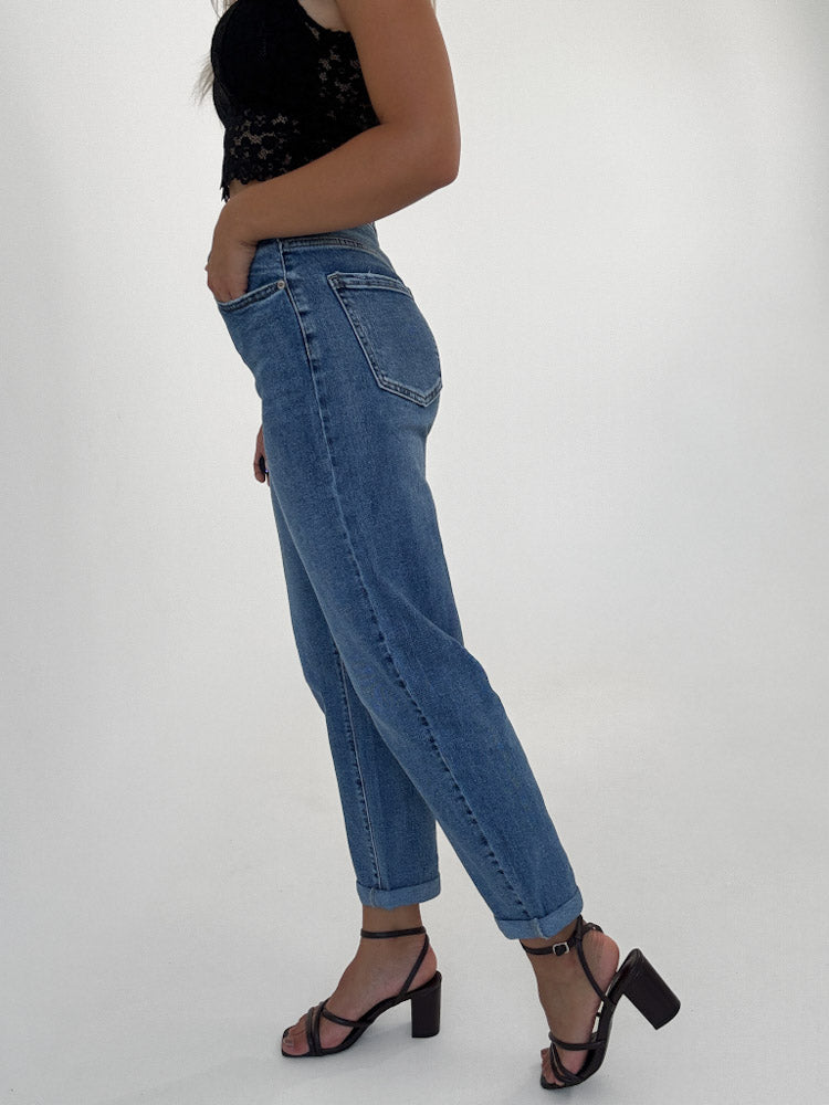 "Almera" Old Mom Fit Jeans - blau