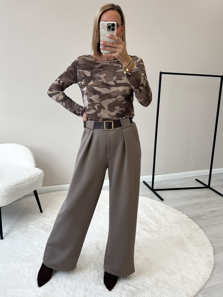 "Como Camouflage" kuscheliges Cashmere Longshirt - mocca