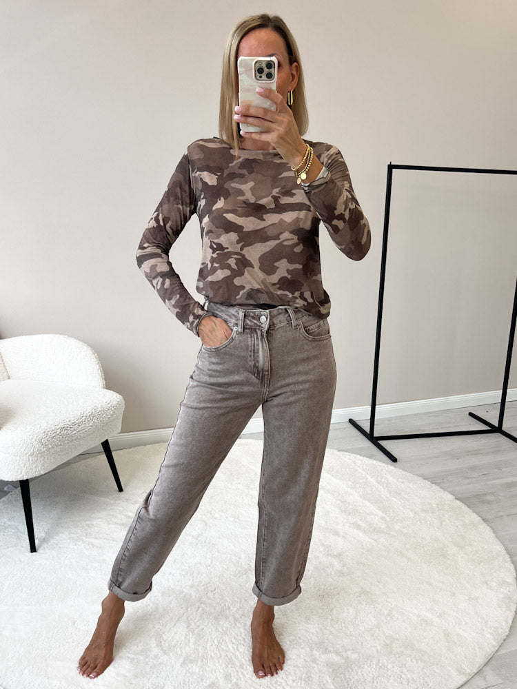 "Como Camouflage" kuscheliges Cashmere Longshirt - mocca
