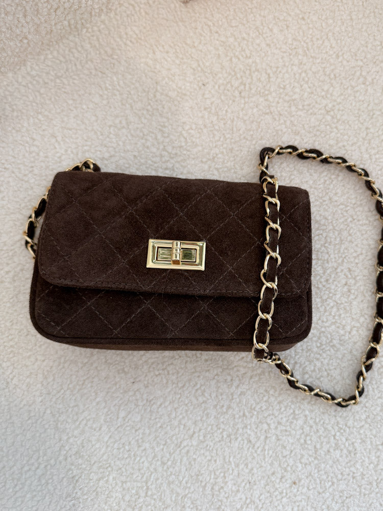 "Elise Velour" stylische Tasche aus Velourleder - braun