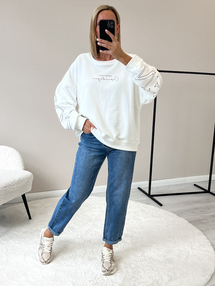 "Copenhagen" schönes Sweatshirt aus Baumwolle - weiß