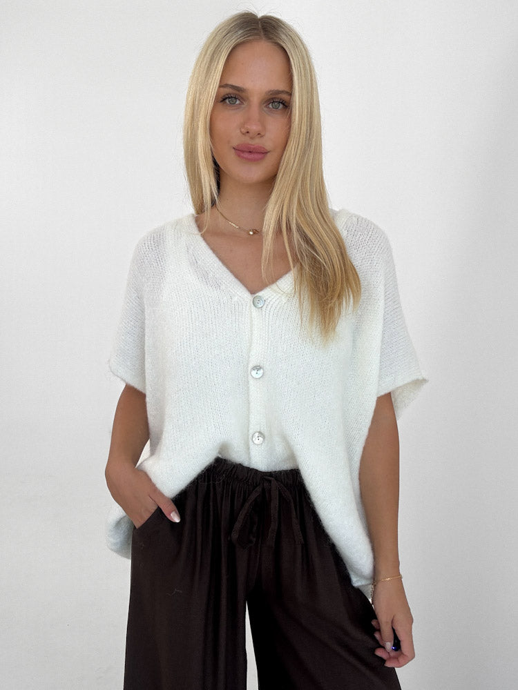 "Florida Vest" kuscheliger Cardigan mit Lana Wolle - creme