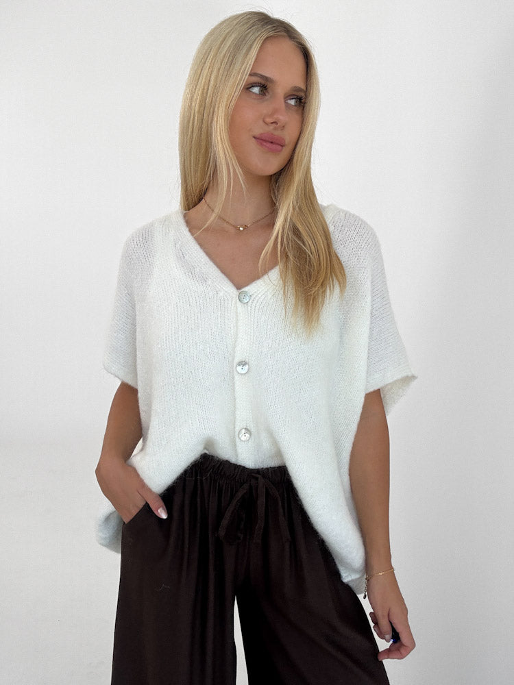 "Florida Vest" kuscheliger Cardigan mit Lana Wolle - creme