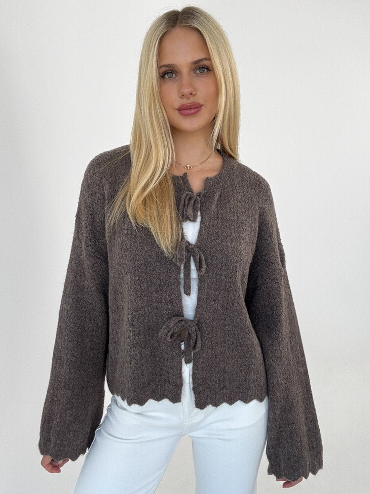 "Bellagio" süßer Cardigan aus Lana Wolle - mocca