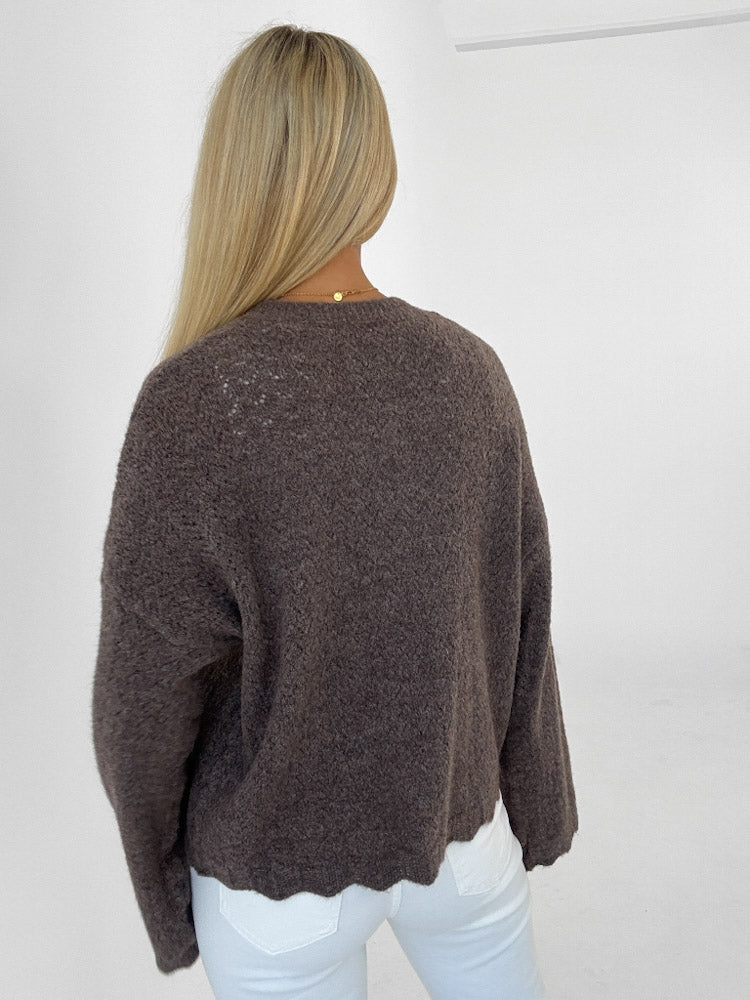 "Bellagio" süßer Cardigan aus Lana Wolle - mocca