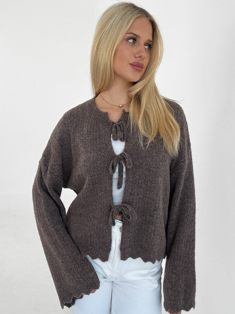 "Bellagio" süßer Cardigan aus Lana Wolle - mocca