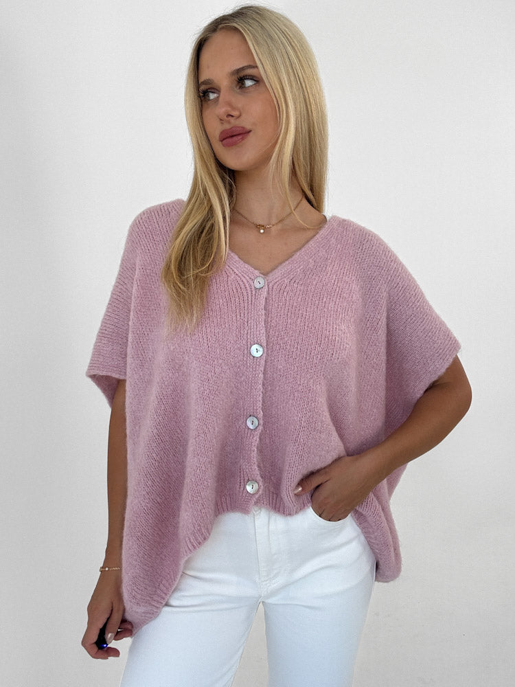 "Florida Vest" kuscheliger Cardigan mit Lana Wolle - softrosa