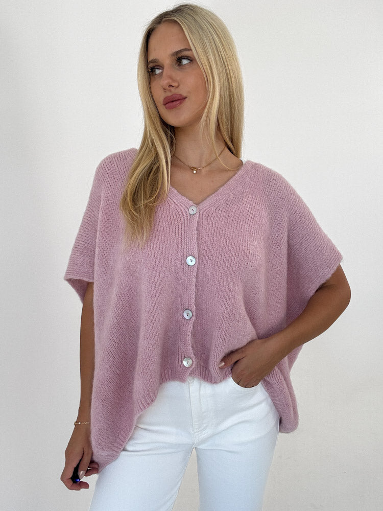 "Florida Vest" kuscheliger Cardigan mit Lana Wolle - softrosa