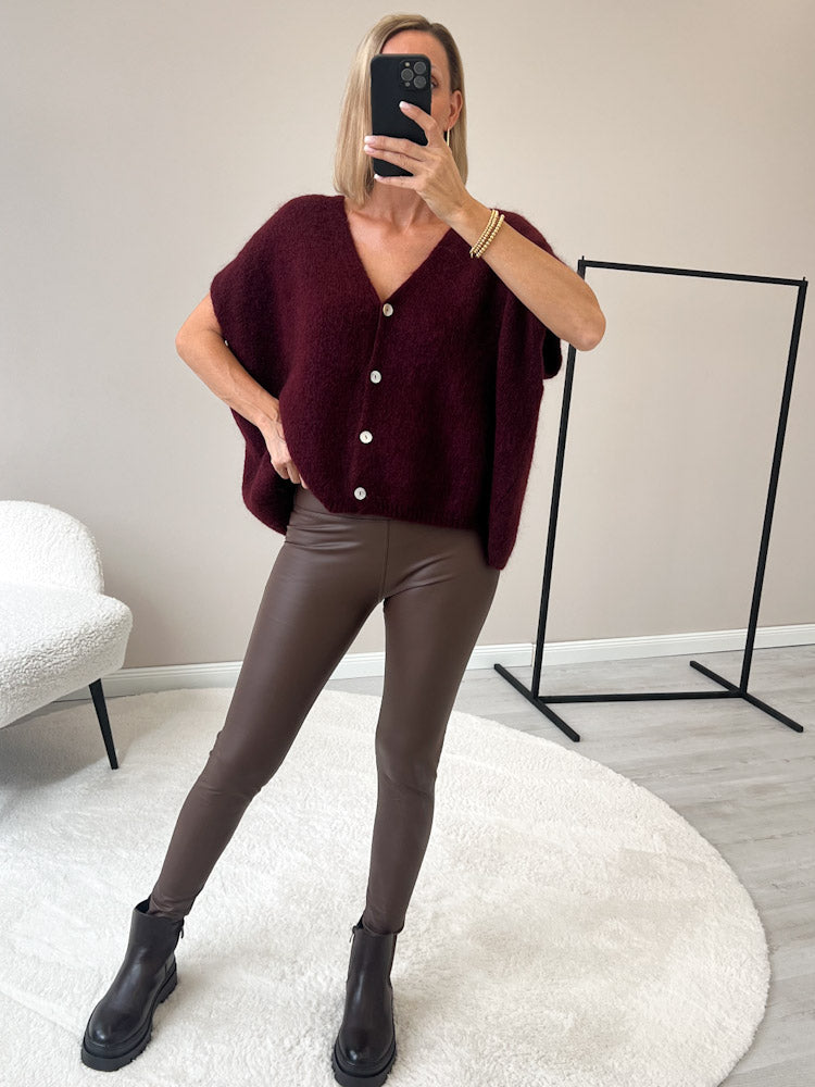 "Florida Vest" kuscheliger Cardigan mit Lana Wolle - bordeaux