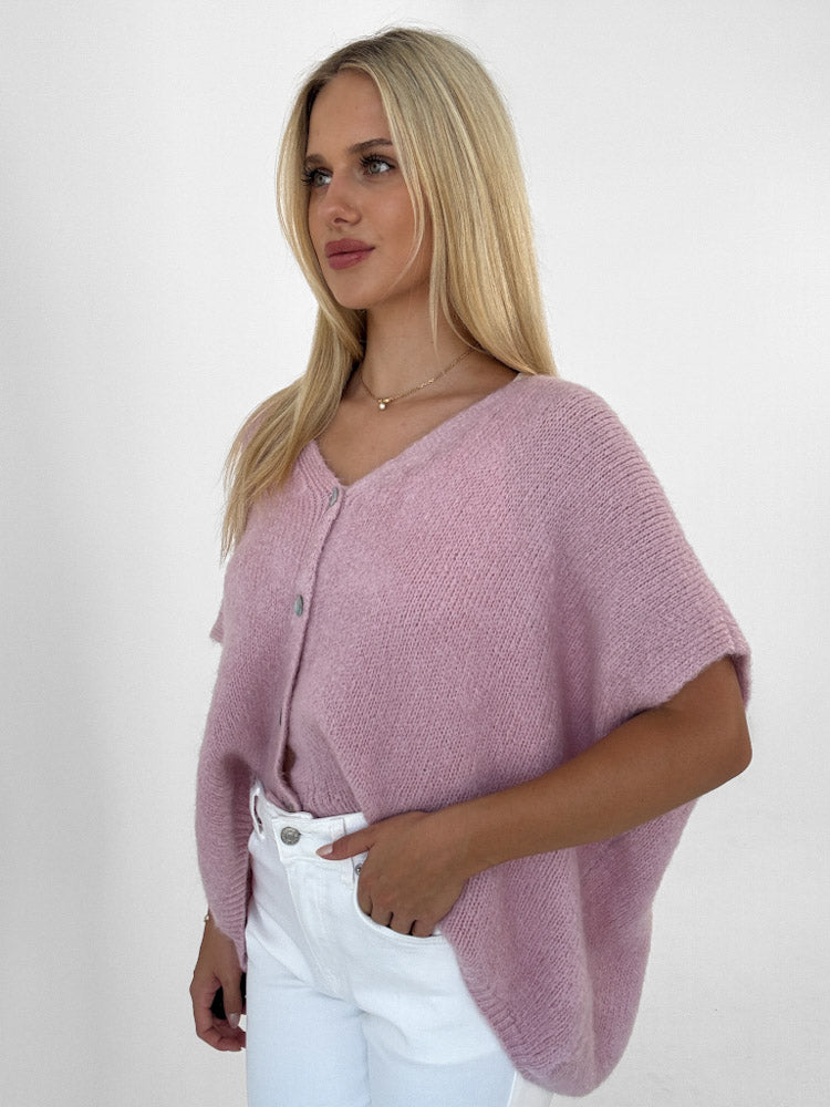 "Florida Vest" kuscheliger Cardigan mit Lana Wolle - softrosa