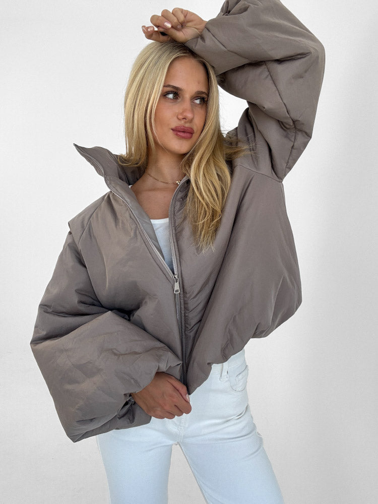 "Puffy" stylische Steppjacke - mocca